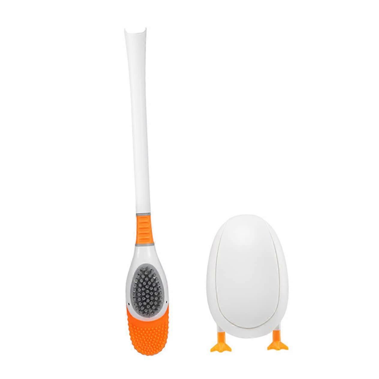 Toilet Brush with Dense Bristles and Ergonomic Handle for Fast Deep Cleaning, Curved Design, Random Color