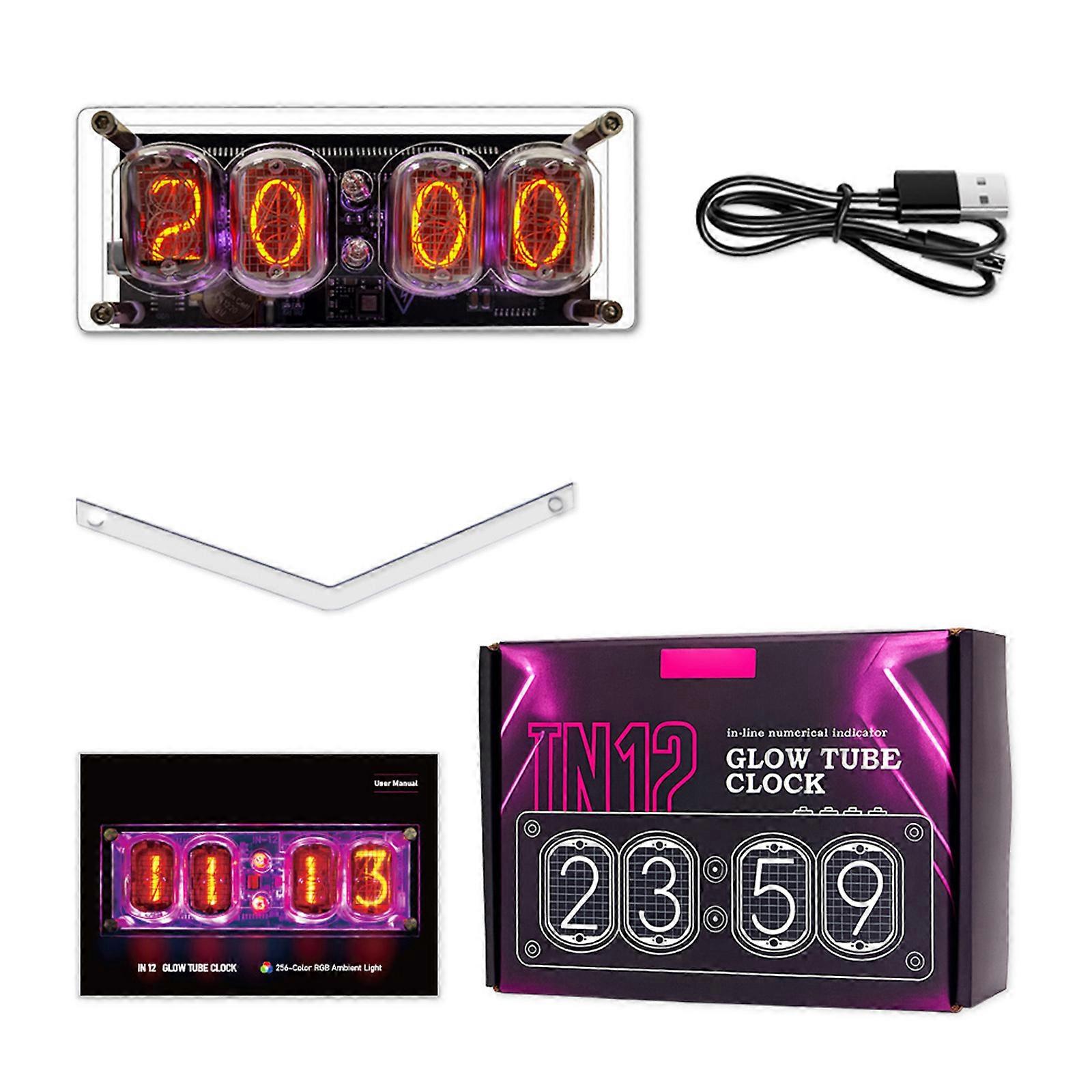 Industrial Acrylic Glow Clock With Shockproof Design And Clear 4 Digit Display For Workspaces Decors Multicolor