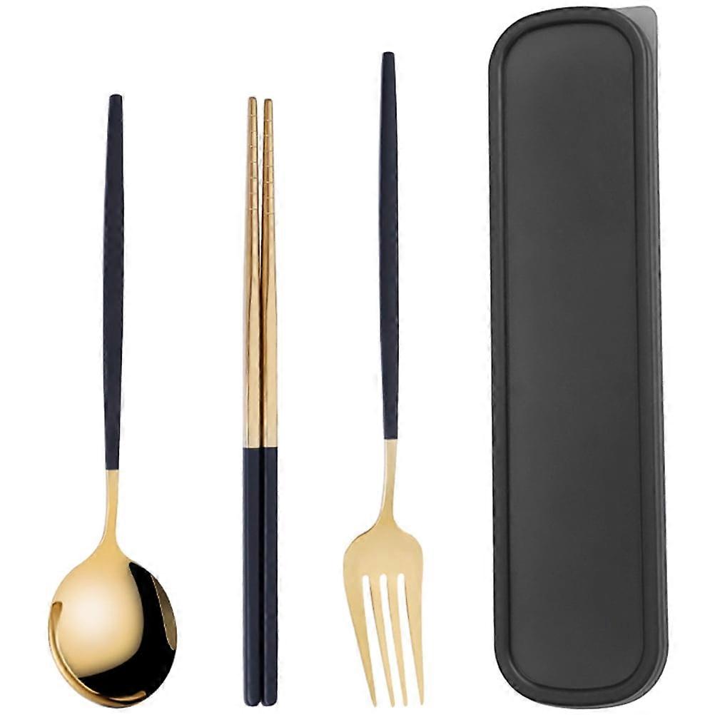2 Sets Travel Dinnerware Kit Portable Tableware with Storage Box Chopstick Spoon and Fork Kit