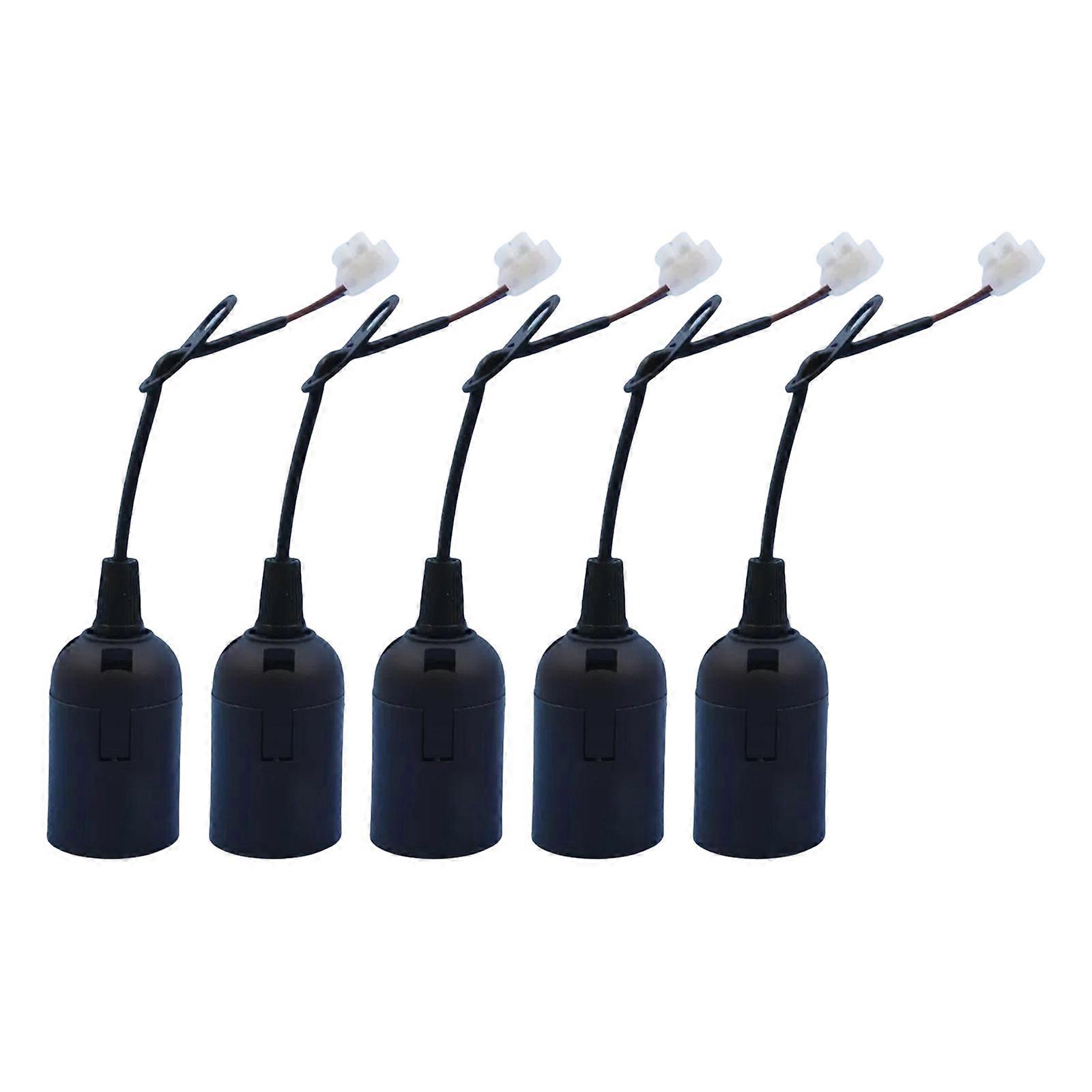 5Pcs Construction Socket Lamp Holder E27 Screw Socket Adapter Renovation Socket With Cable Lighting Accessories Enduring  Black