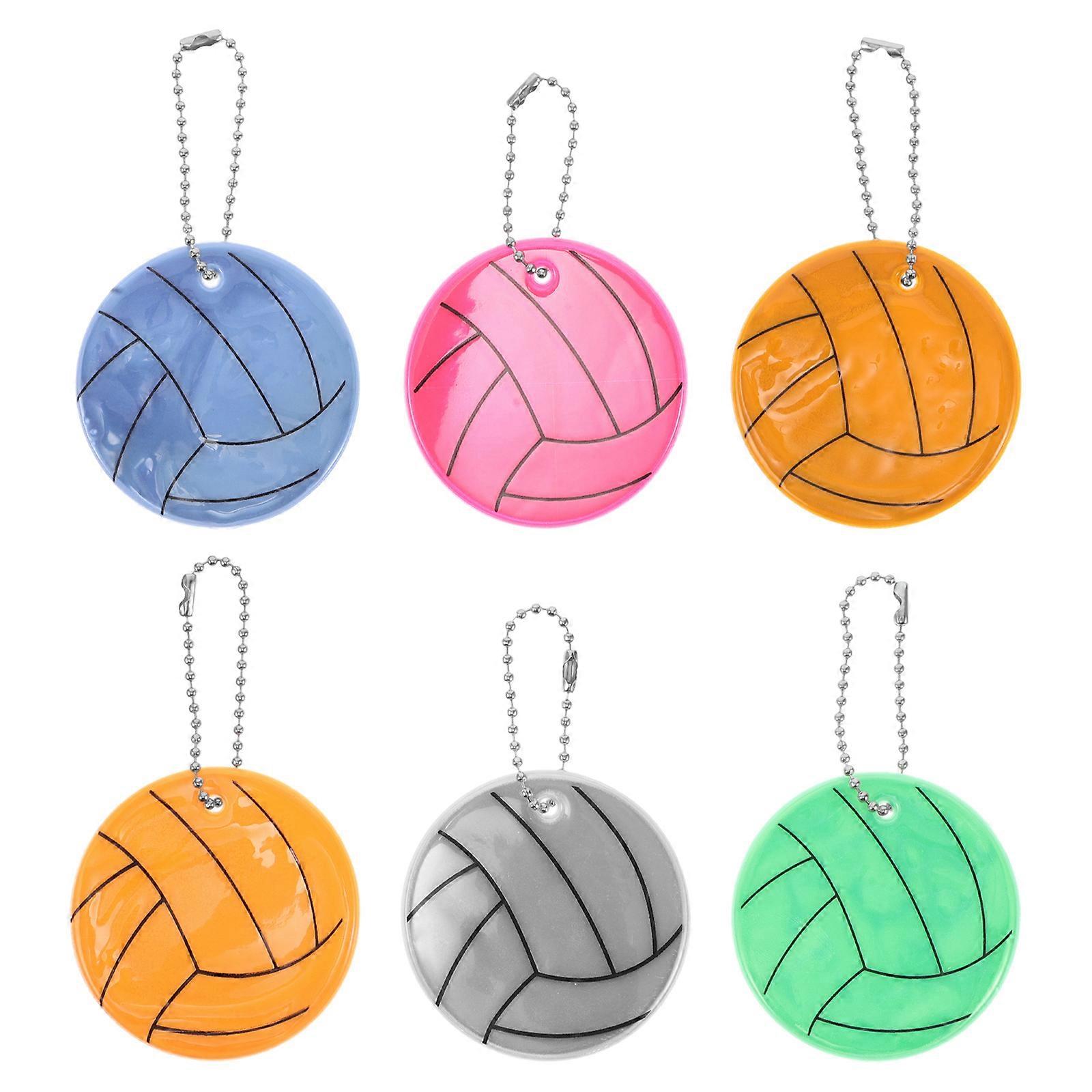 PVC Reflective Volleyball Keychain for Party with 6Pcs Assorted Color Pendants