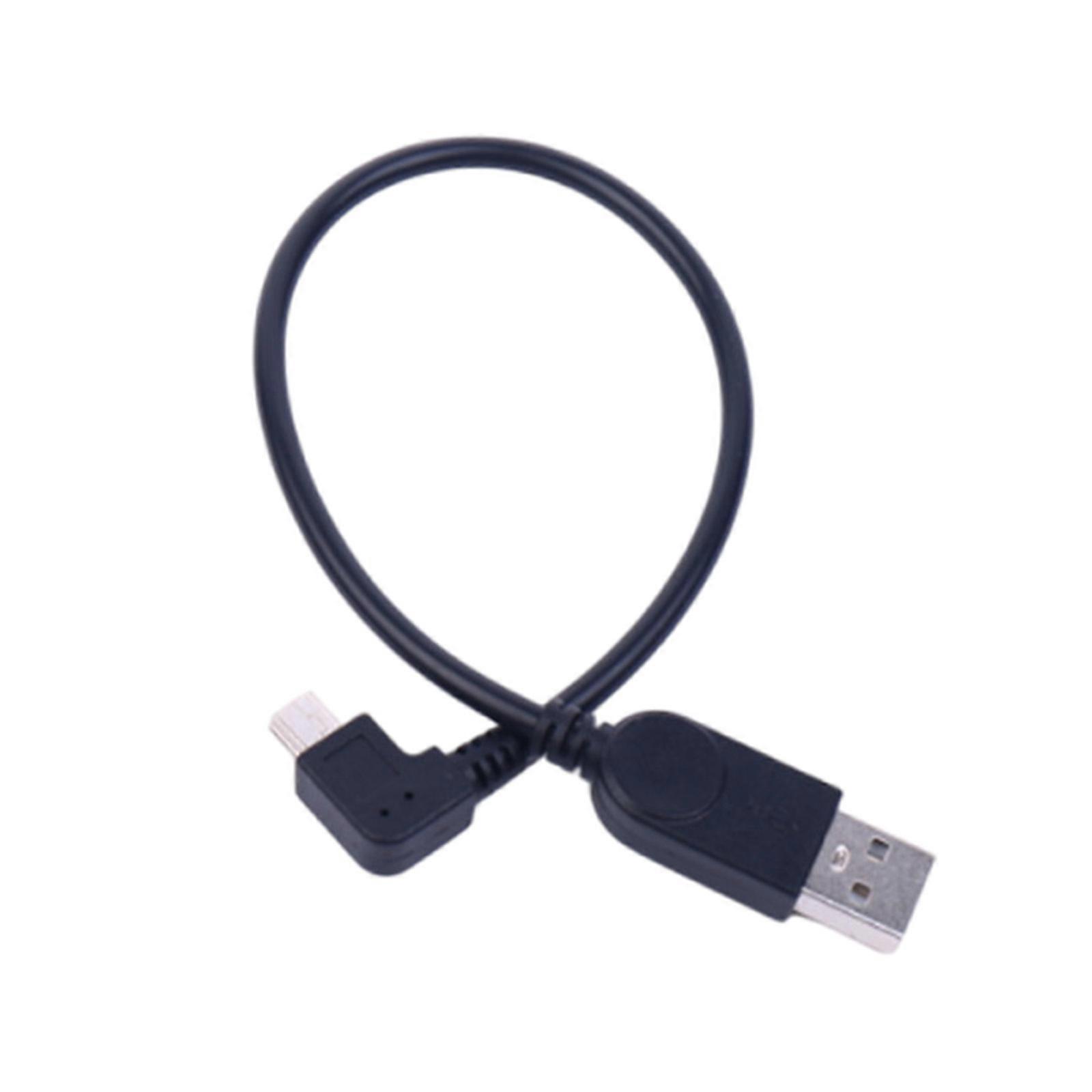 USB A to Mini USB Right Angled Power Supply Cable Charging Cord Support Data Transmission for Cameras Electronics Multicolor