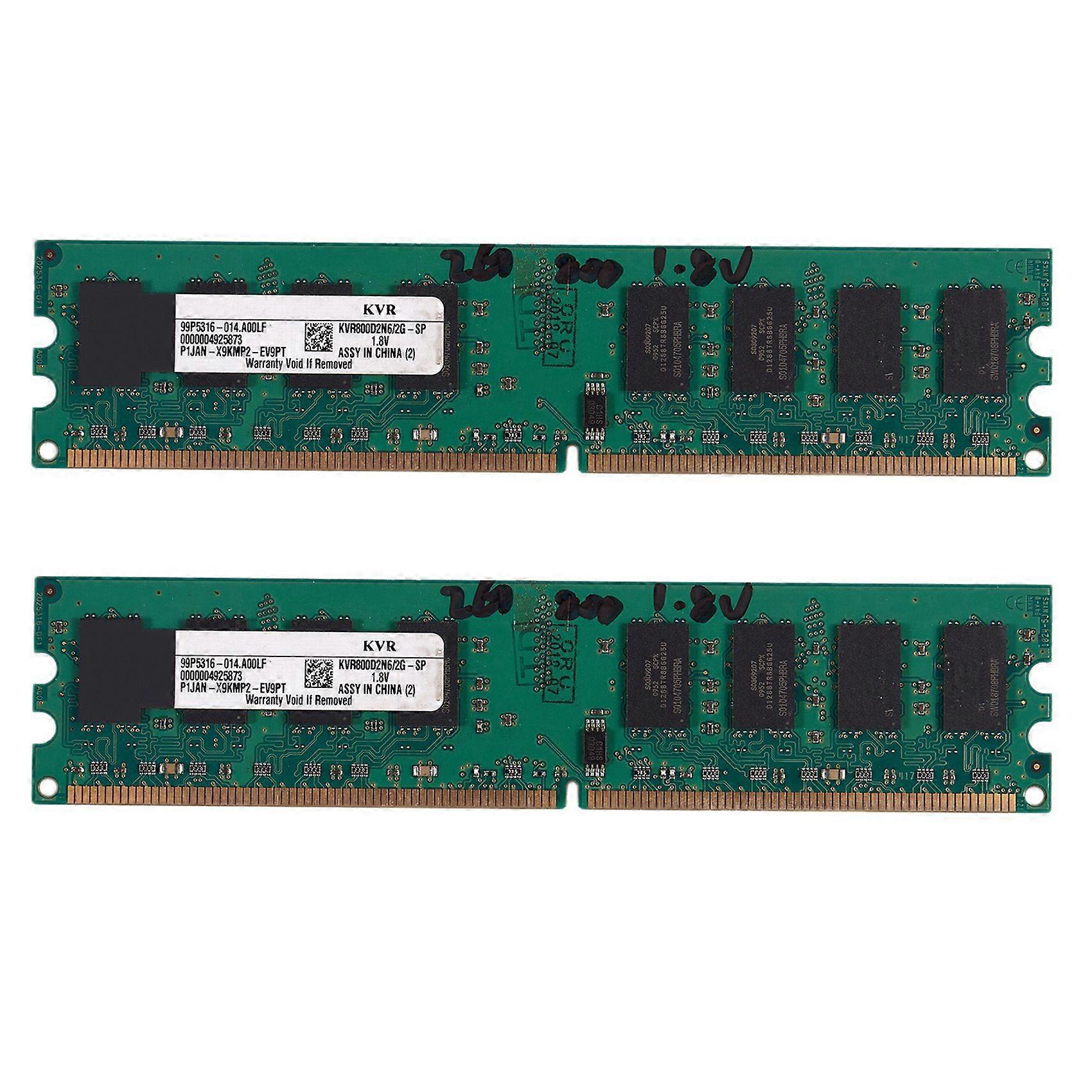 2X 2GB DDR2 PC2-6400 800MHz 240Pin 1.8V Desktop DIMM Memory RAM for , for AMD(2GB/800,W)