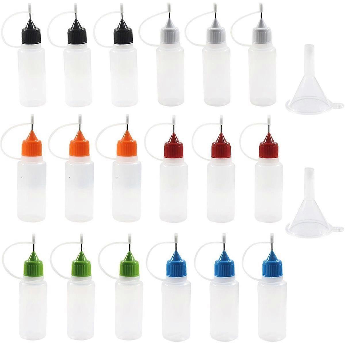 18PCS 15 ML/0.5 OZ Tip Applicator Bottles,Glue Bottles Colored Tips with 2 Mini Funnels for DIY Quil