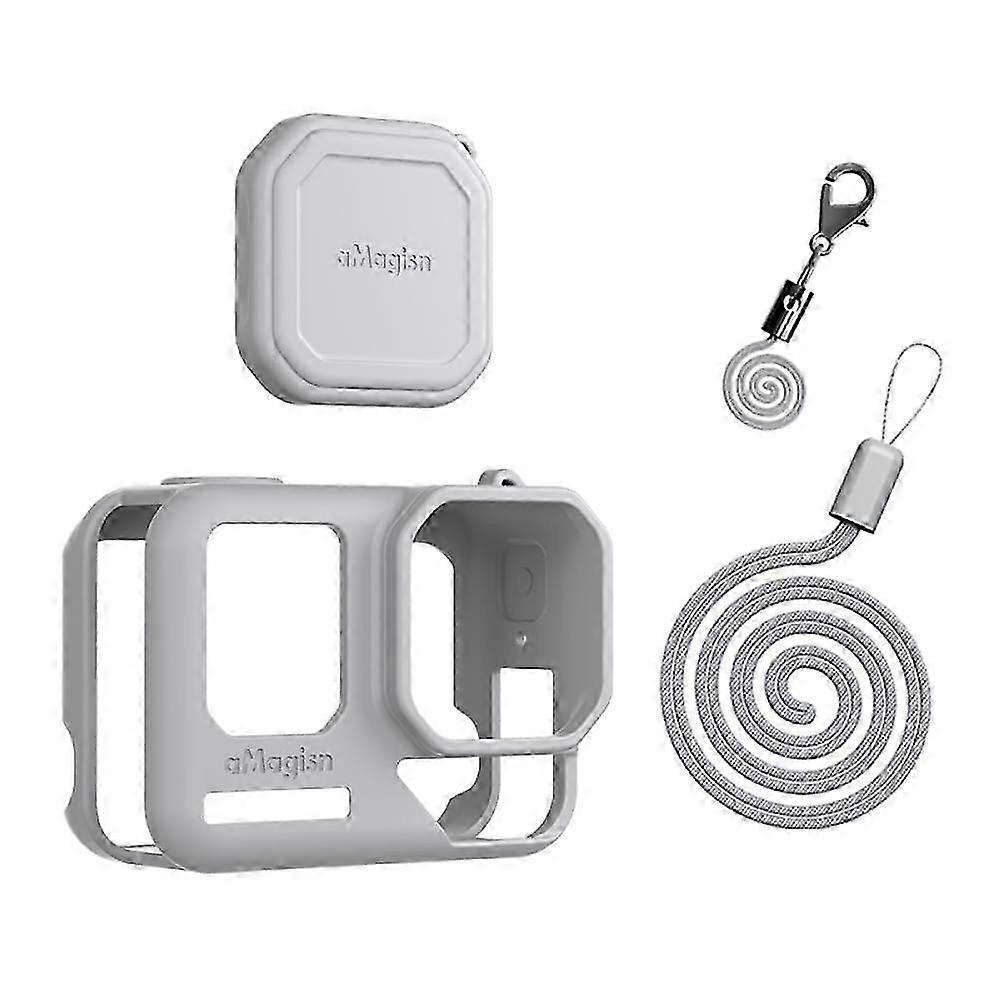 Silicone Case Lens Cap for Insta360 Ace Pro, Protective Case with Lens Protector for Insta360 Ace Pro2, Sports Camera Protective Accessories (Grey)