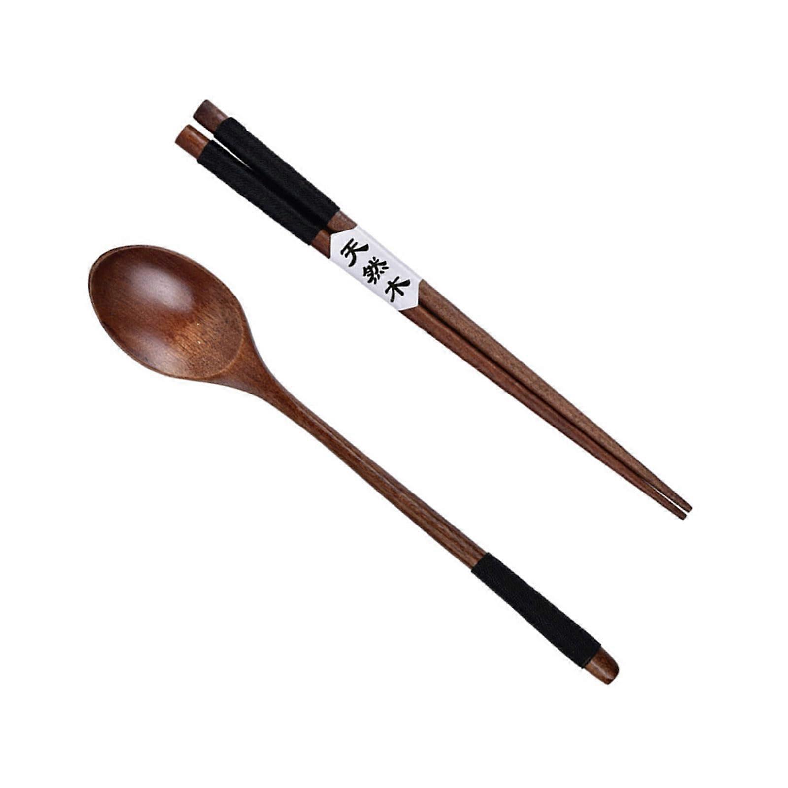 Wooden Cutlery Set with Chopsticks and Spoon EcoFriendly Reusable Utensils for Home and Travel