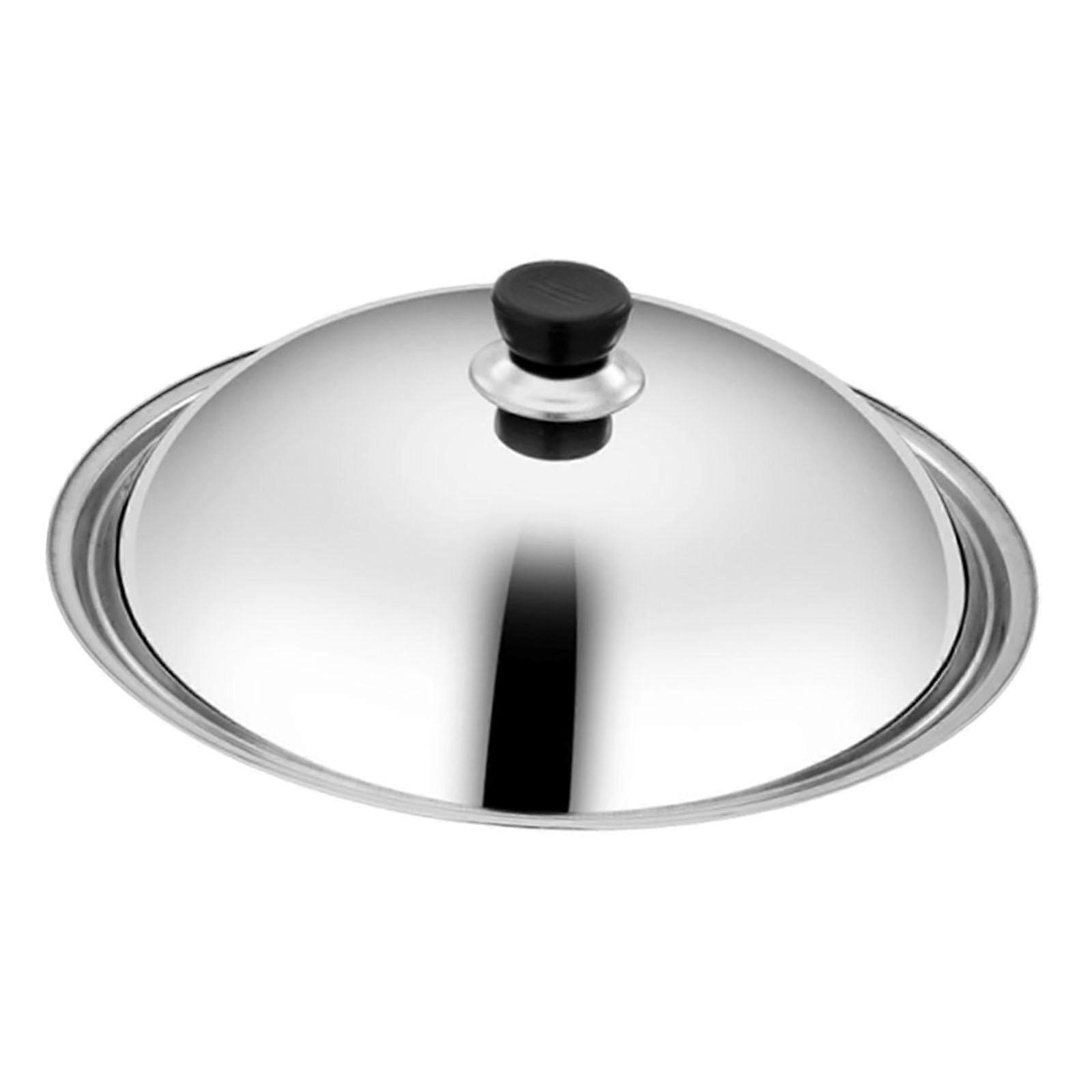 Stainless Steel Pot Lid 38cm Round Rustproof AntiScald Design with Handle for Cookware and Home Use