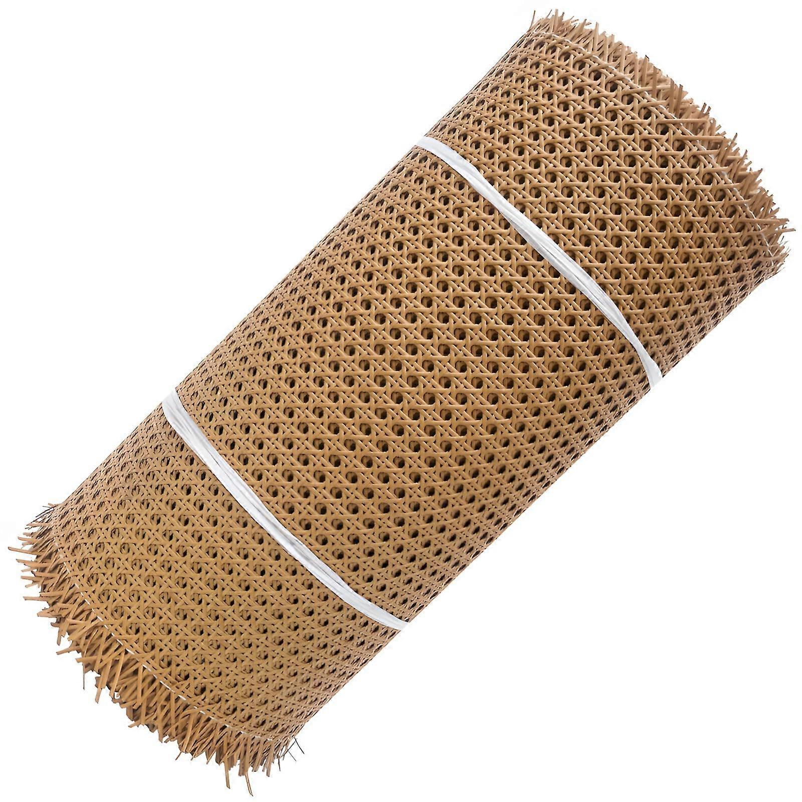 Coffee Brown Rattan Webbing Roll PE Plastic Mesh For Chair  13.8 In Width 3.3 Ft Hexagonal Pattern Restoration