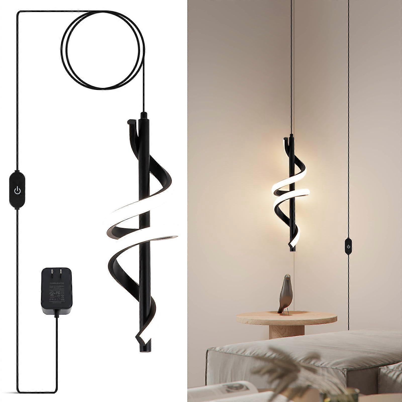 Plug in Pendant Light with Touch Dimming Control, Adjustable Height LED Hanging Lamp for Kitchen Island Dining Room Black