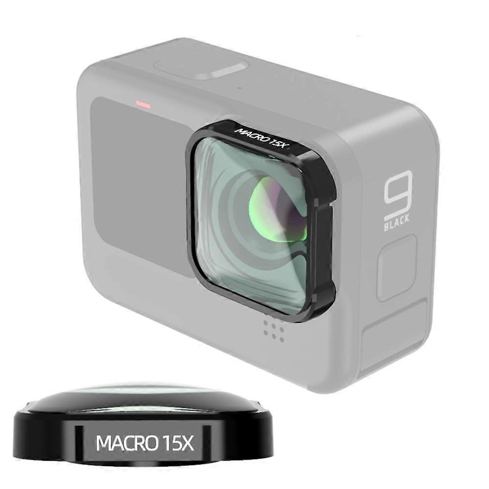 GP9 1953-22 15X Macro Camera Lens Action Camera Optical Glass Lens Shooting Additional Lens Accessories Compatible For GoPro Hero
