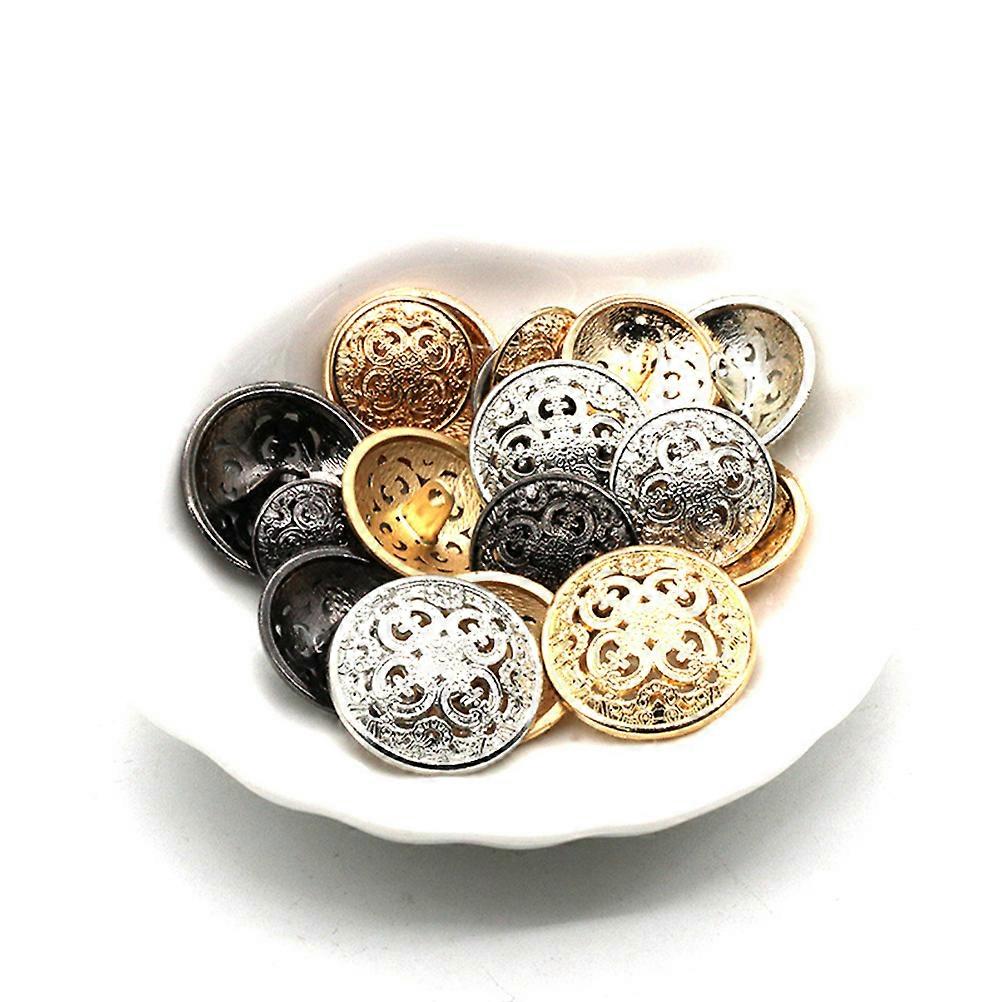 30pcs 18mm Stylish Metal Buckle Hollow-out Button Handcraft Tools Down Button DIY Sewing Buttons for Decor Use (Black)