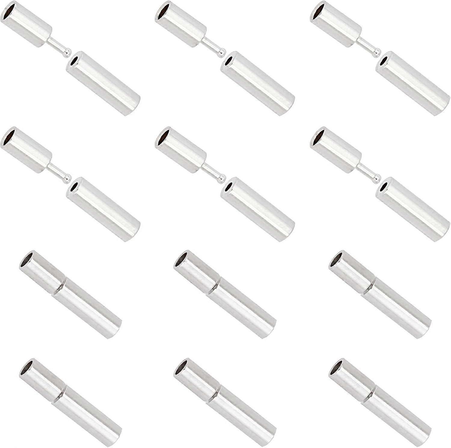 50 Pcs Brass Bayonet Clasps Column Push Clasps Buckle Mating Connectors Cord Ends for Jewelry Making- Platinum