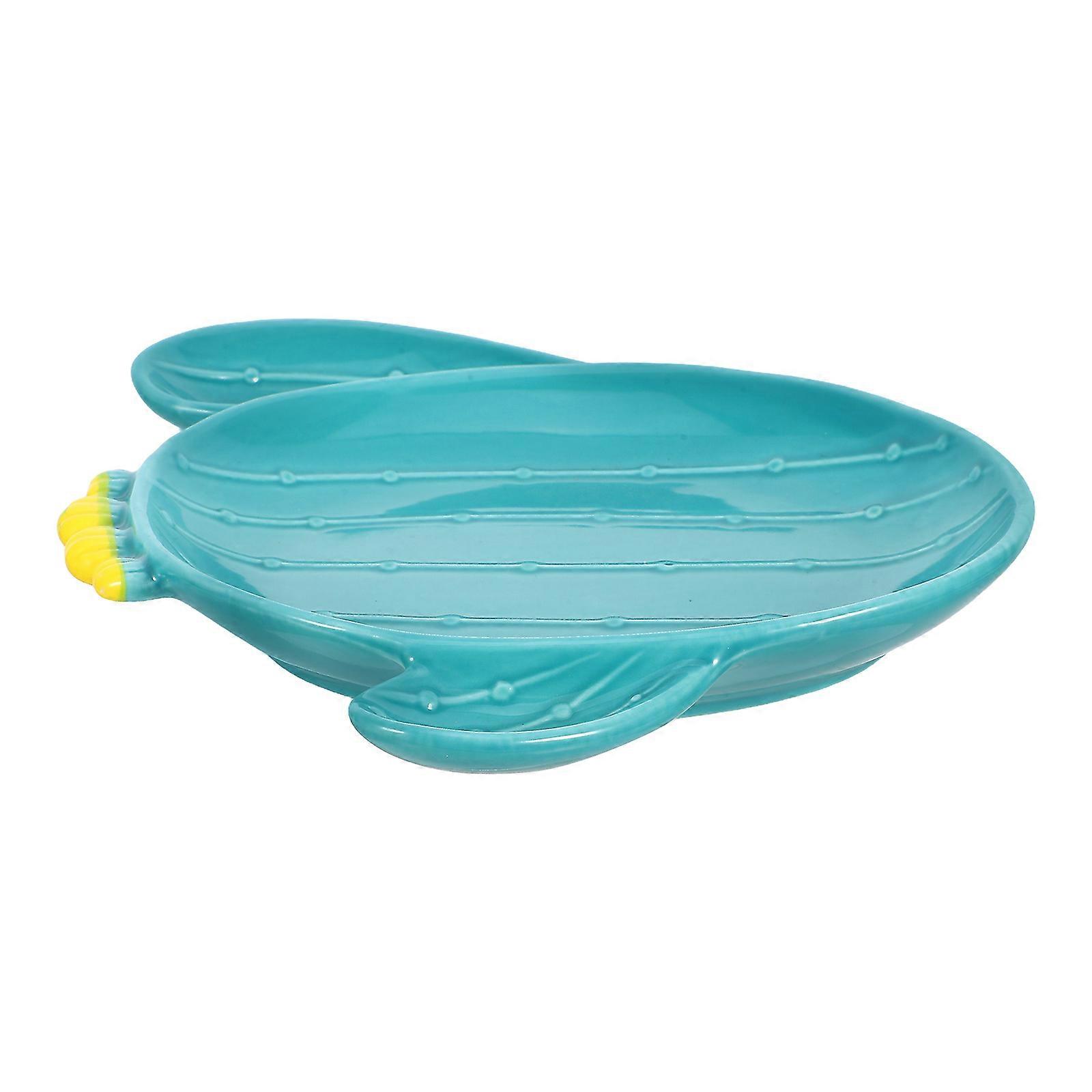 Ceramic Cactus Plate Cute Dessert Plate for Household Serving