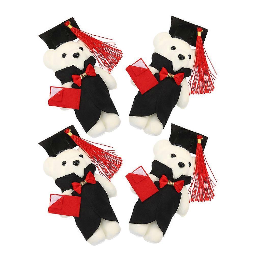 Graduation Bear Plush Toy for Celebration with Cap 4Pcs Set