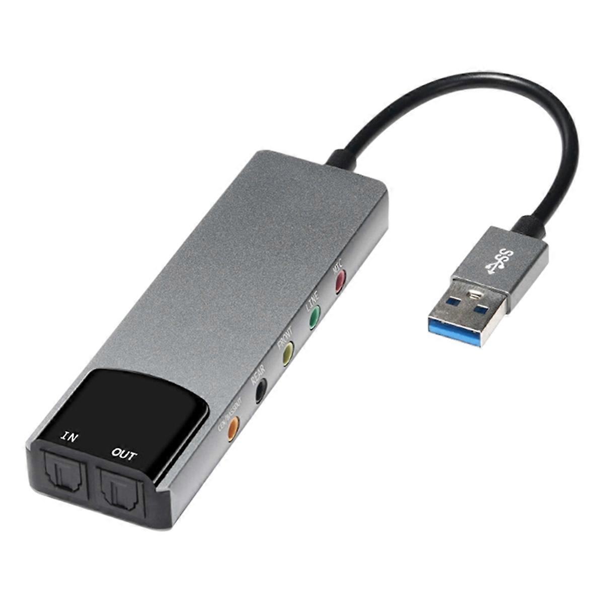 6-i-1 USB Eksternt Optisk Lydkort Multifunksjon Audio Converter Adapter For Notebook Aluminium Lydkort
