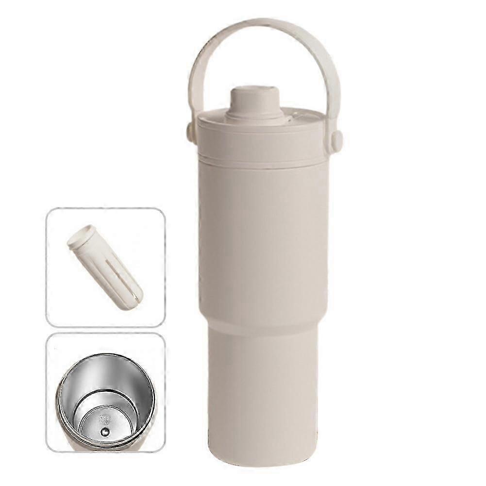High-value Large-capacity Ceramic Liner Thermos Cup, Portable with Straw