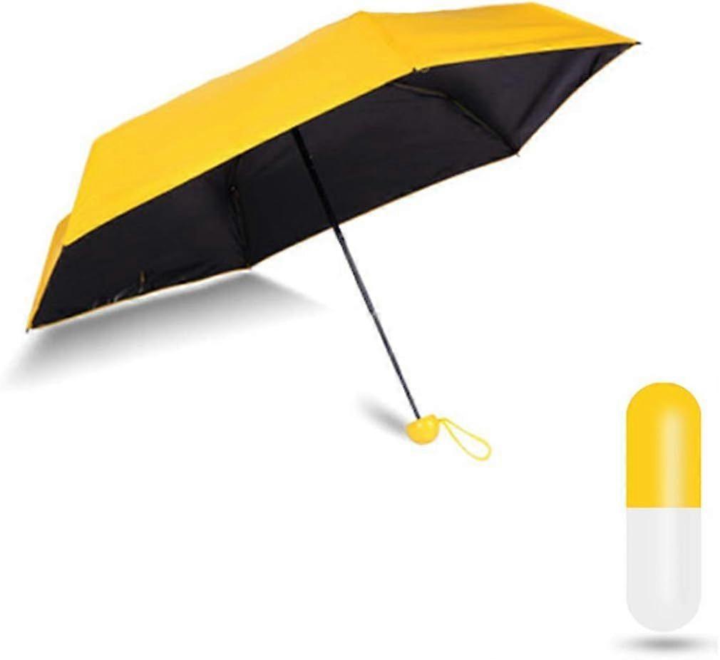 Mini Compact Umbrella Windproof Travel Sun &Rain with capsule Case - UV