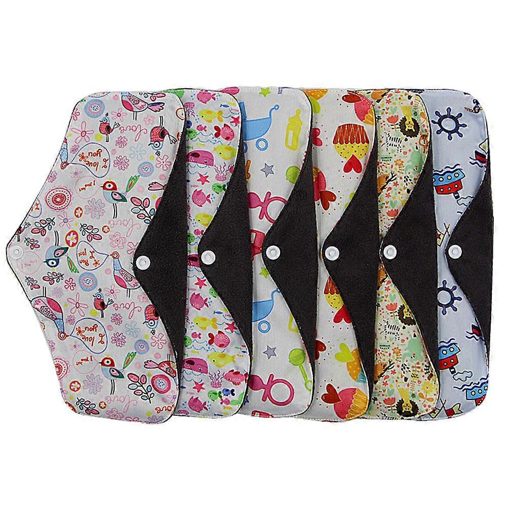 Reusable Menstrual Pads Cloth Sanitary Towel for Absorbing 5Pcs Portable Foldable Bamboo Charcoal