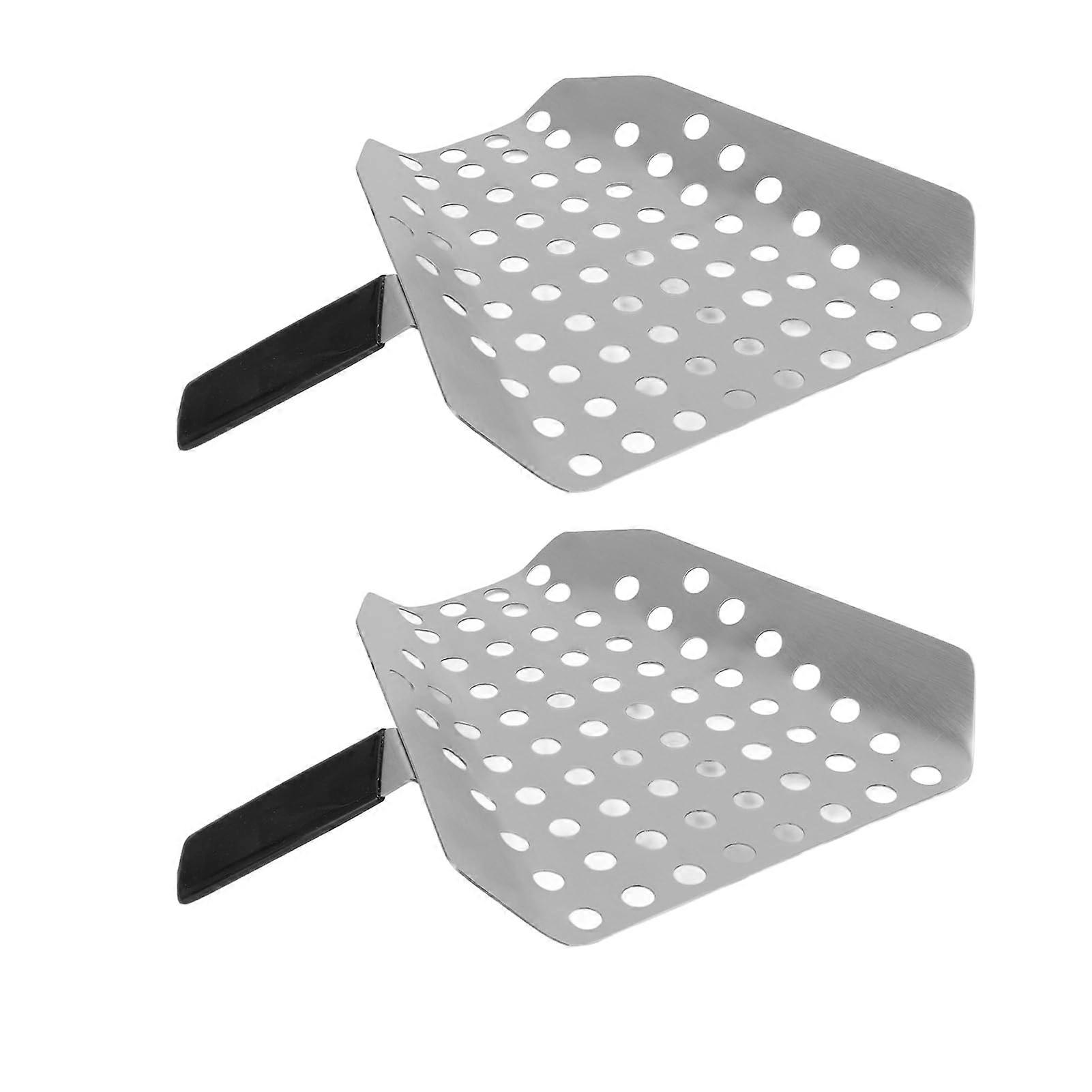 2pcs Stainless Steel French Fry and Popcorn Scoops with Ergonomic Handle for Fast Serving