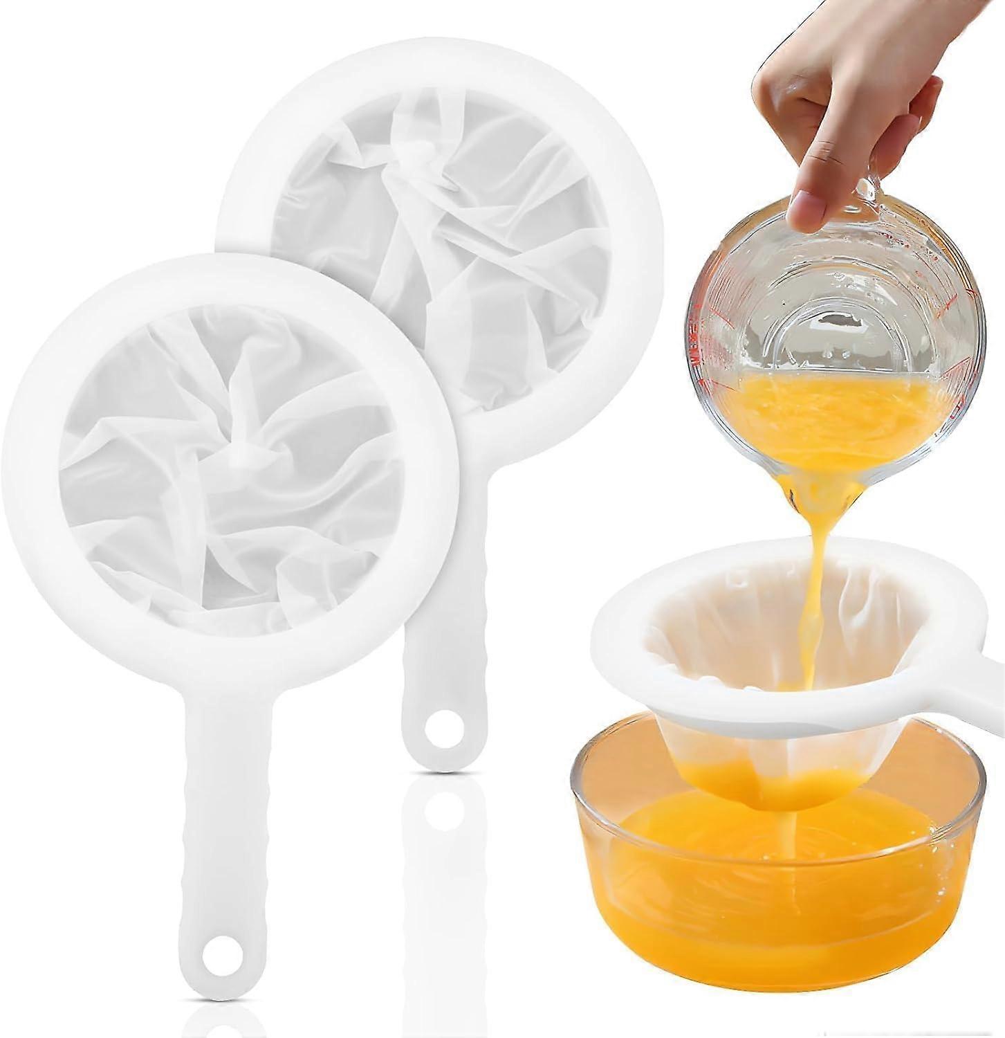 2 PCS Nylon Fine Mesh Strainer Set 100/200 UltraFine Dual Mesh for Coffee Juice Milk Tea Kitchen