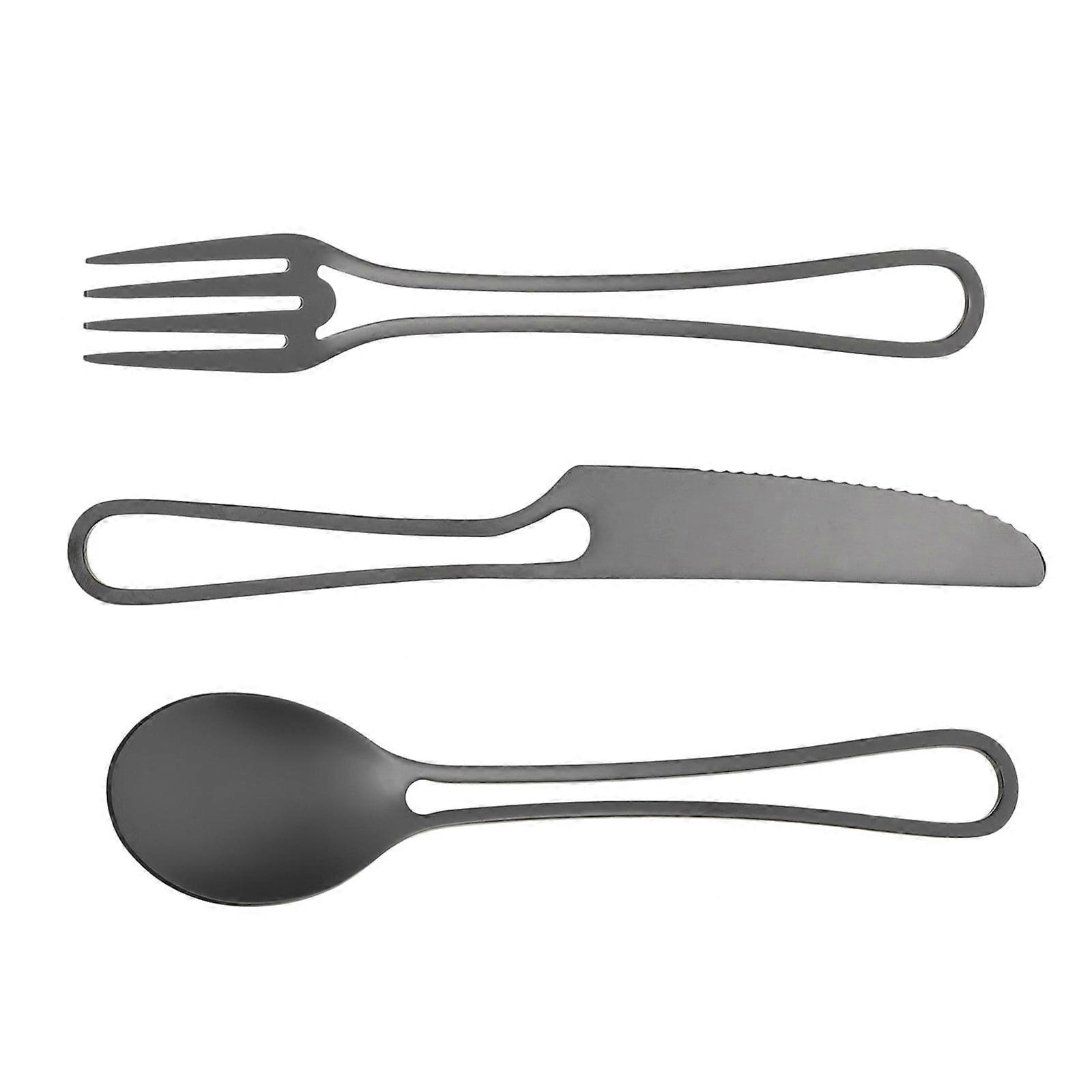 1 Set Stainless Steel Tableware Hollow-out Spoon Fork Cutter Delicate Tableware