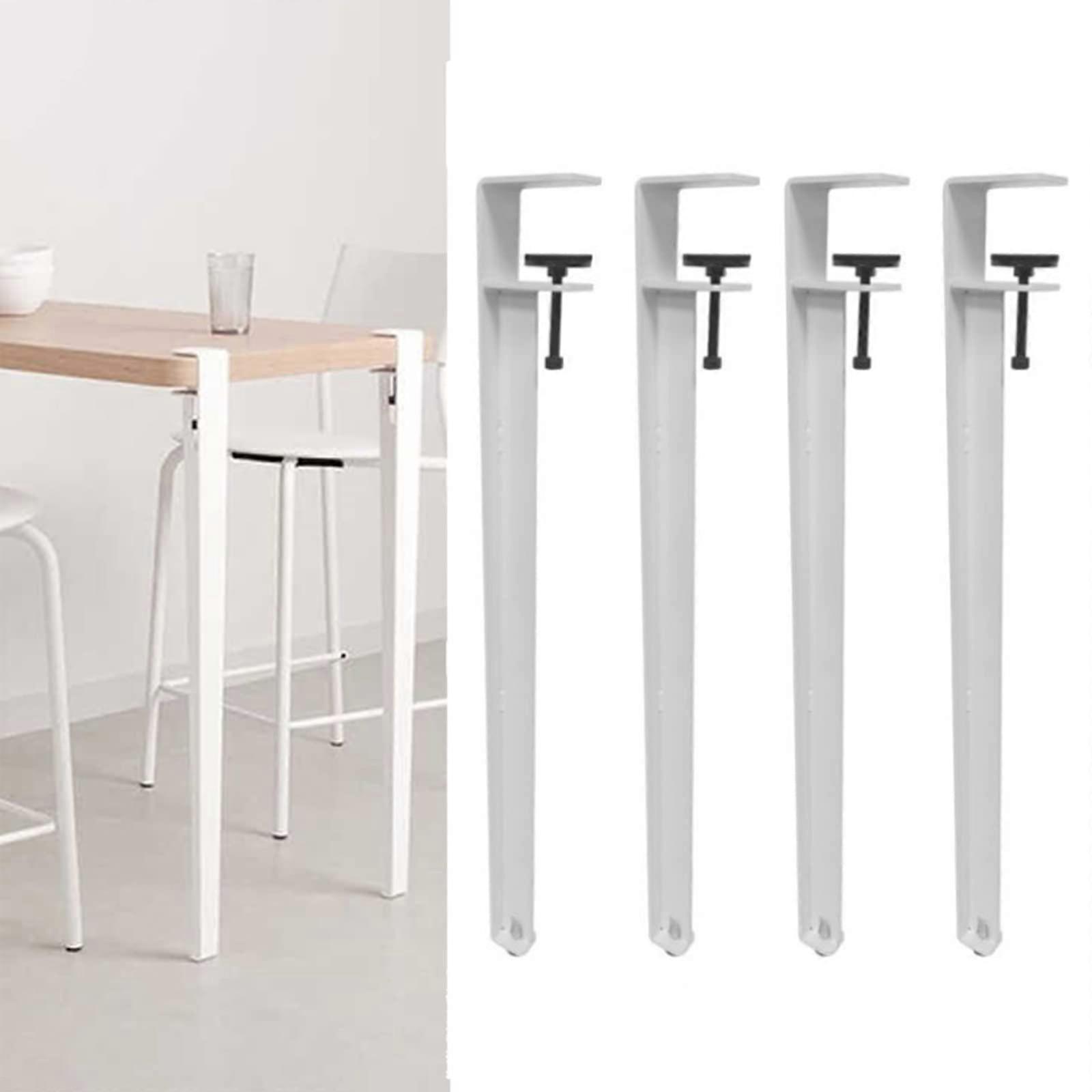 Metal Table Legs FShape Adjustable Height 76cm White RustResistant Iron NoDrill DIY Bar Support