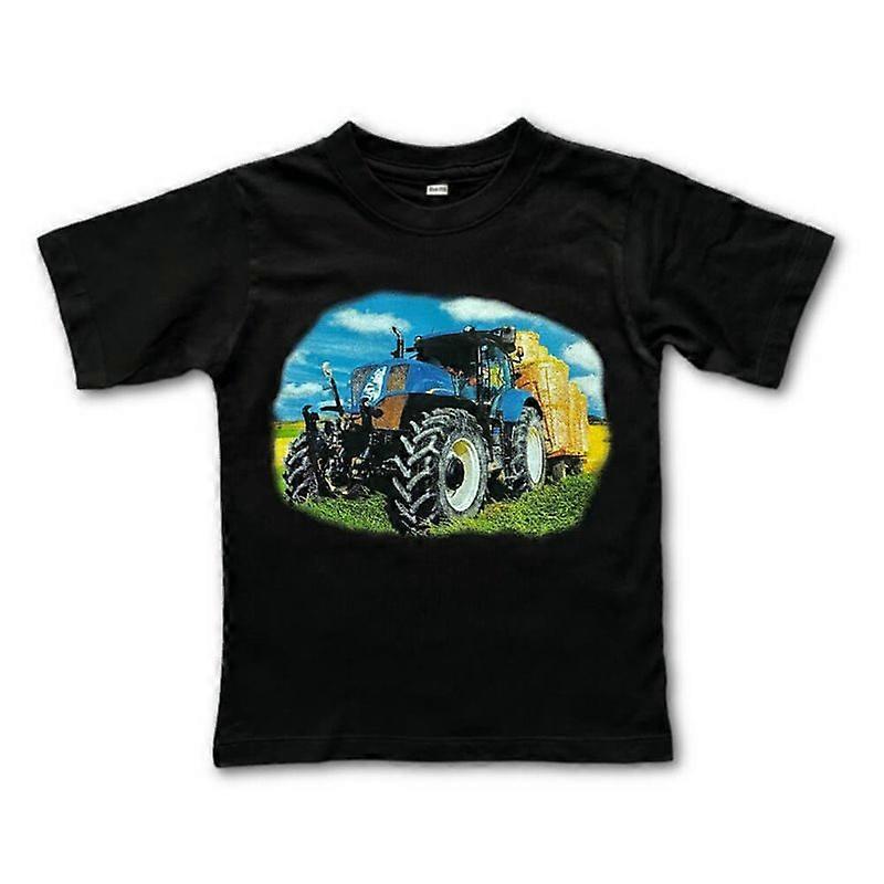 Póló kék traktor a mezőn