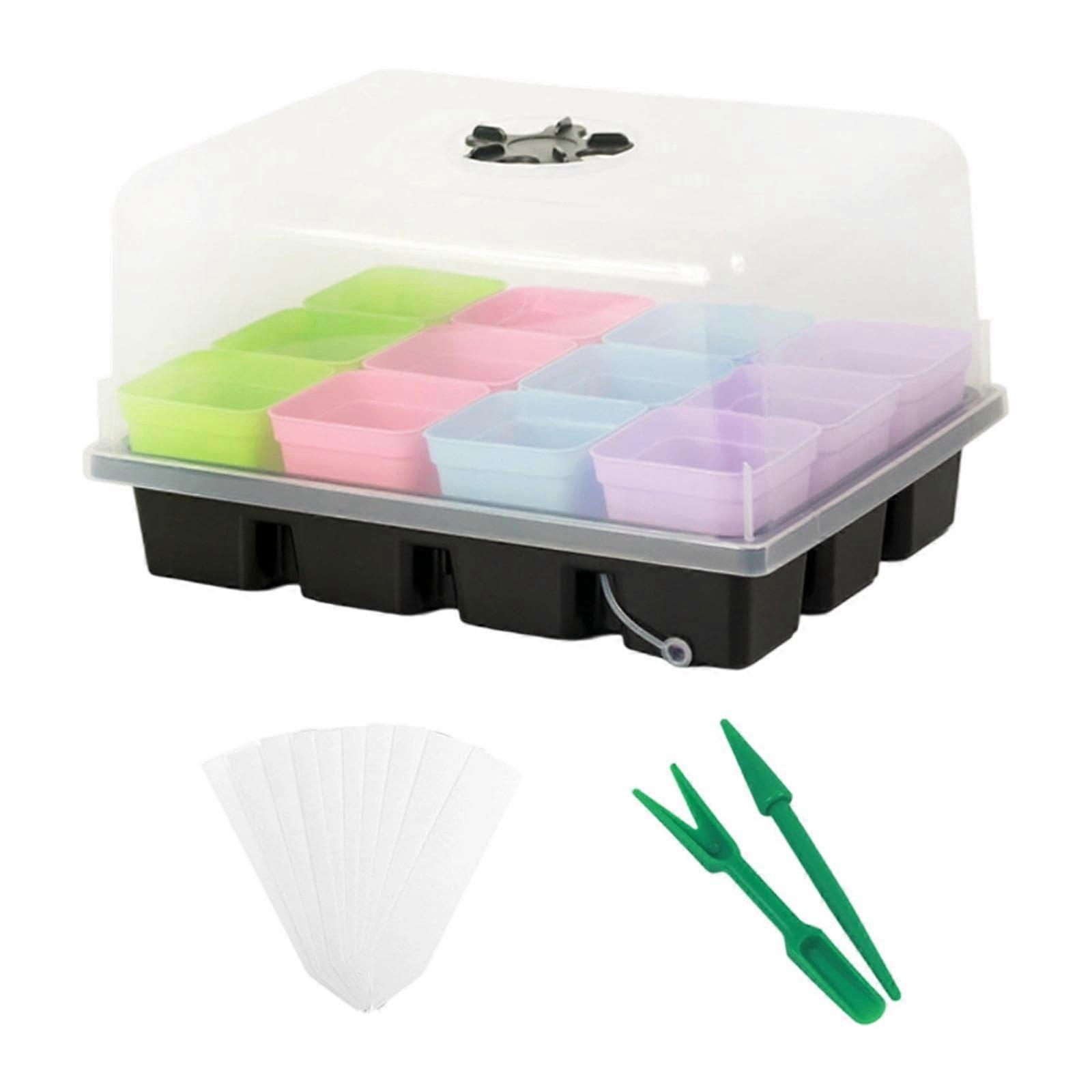 Seed Starter Kit with Adjustable Humidity Dome, 12Cell Seedling Tray for Indoor Germination
