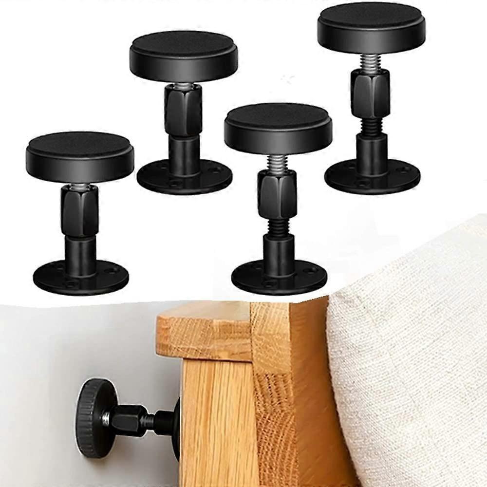 4pcs Adjustable Bed Frame AntiShake Tool Headboard Stabilizer Wall Protector 3068mm Black