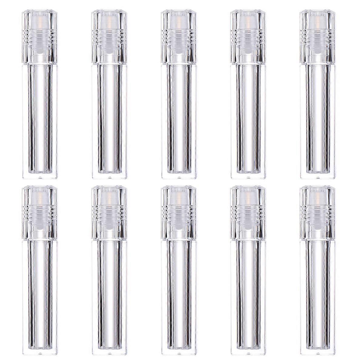 1 Set 10Pcs Hydrating Lip Oil Vials Moisture Lip Refillable Roll On Bottle Lip Oil Vials with Lid (Transparent Cap)