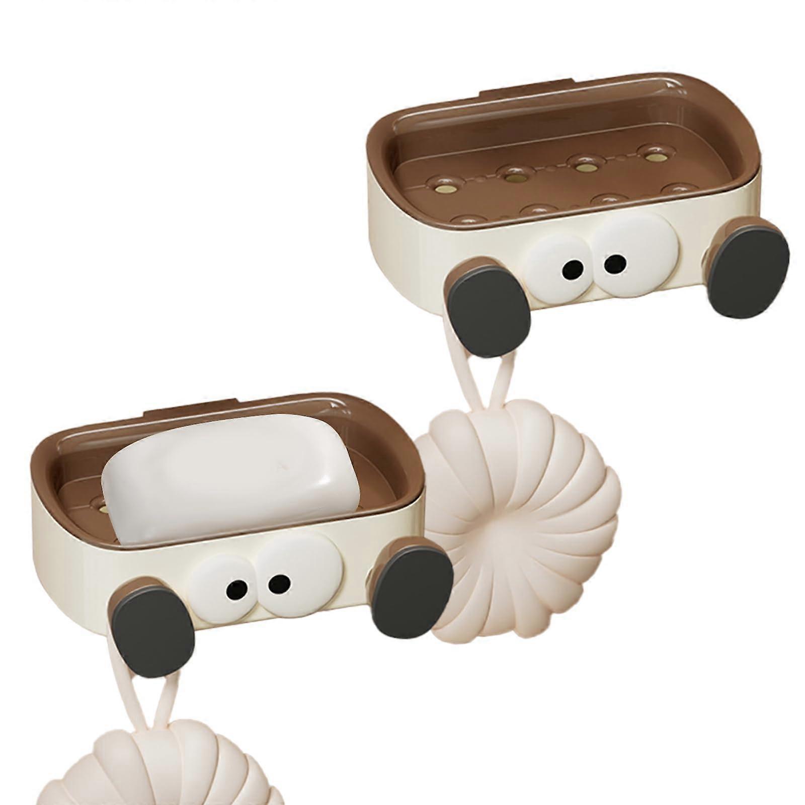 2 Pack Wall Mounted Cartoon Soap Dish with SelfDraining Design for Bathroom Shower and Sink