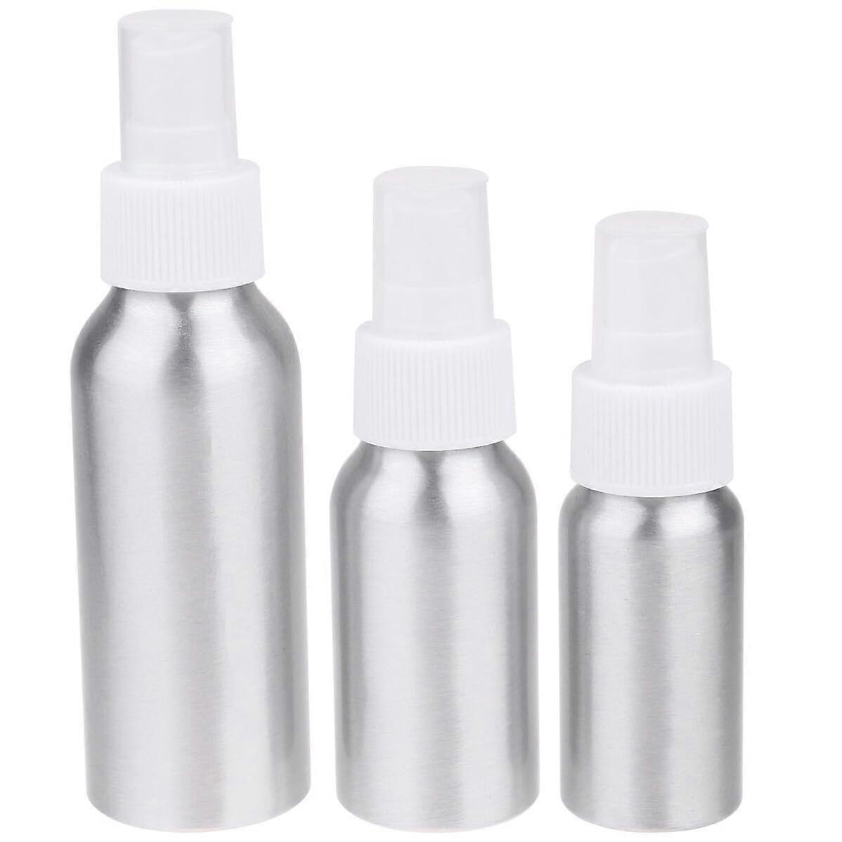 3Pc Travel Perfume Atomizer Refillable Aluminum Spray Bottles Mini Mist Containers White Nozzle