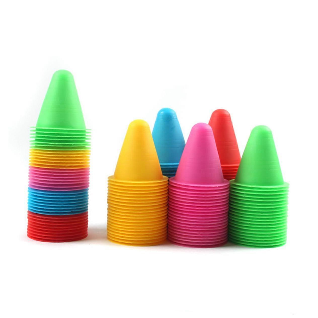 50pcs Plastic Training Cones for Sports Skating Practice Agility Training Aid Random Color