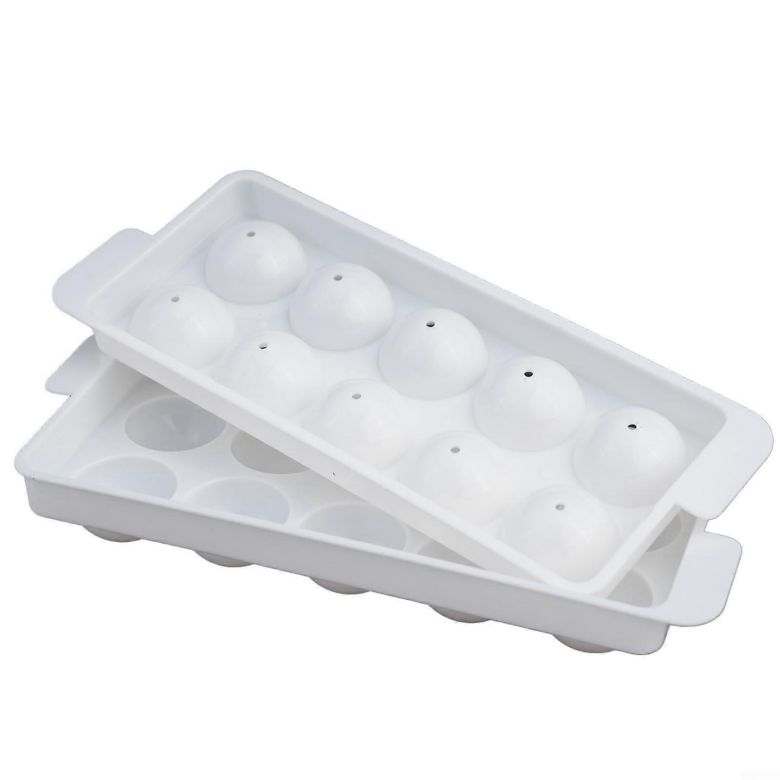 Ice Cube Tray and Ice Ball Maker, Stackable Storage Bin for Flavored Drinks, White 10 Small