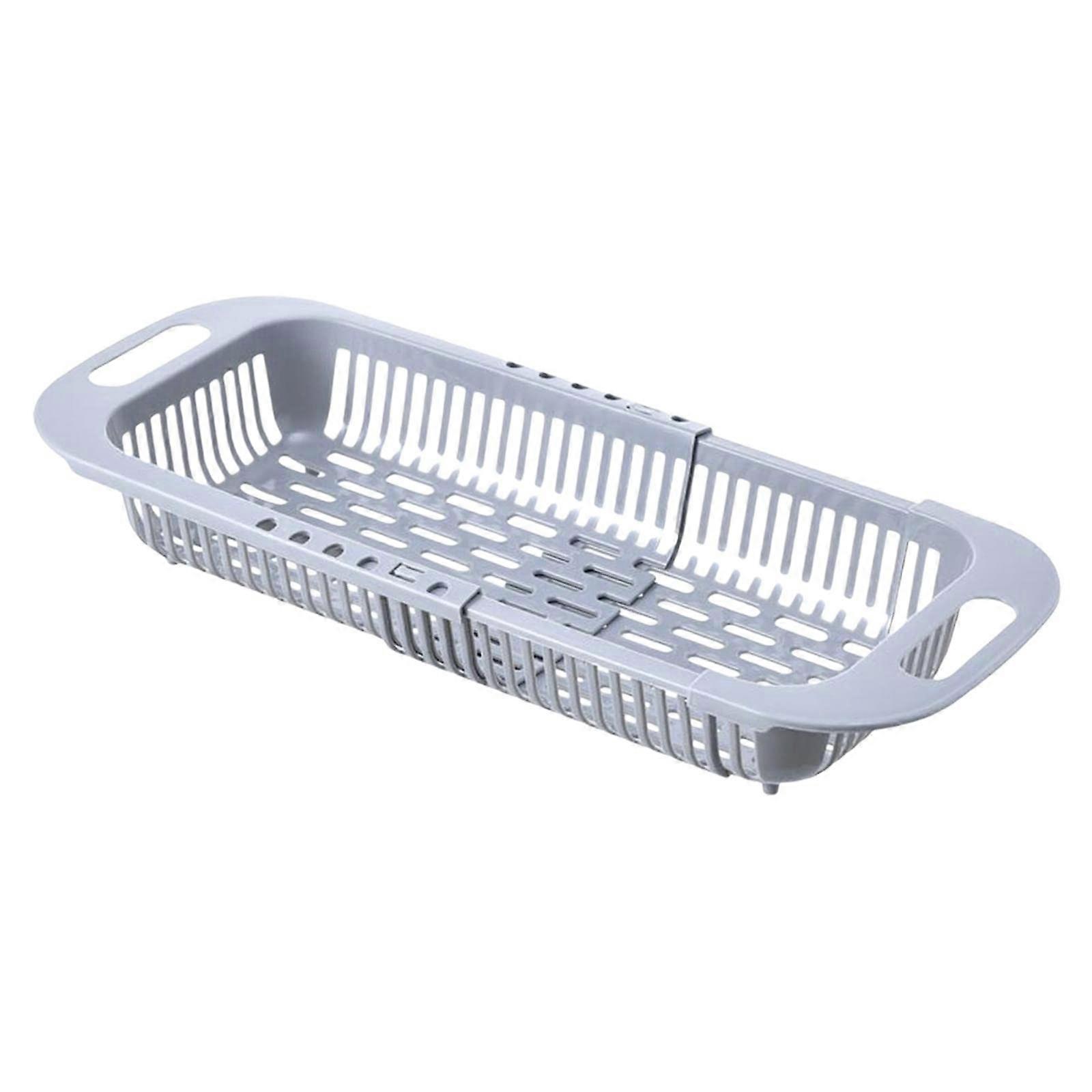 Collapsible Dish Drying Rack with Fast Drain Design for Kitchen Sink, Heat Resistant Gray Basket