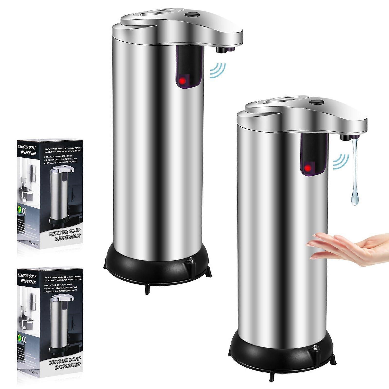 Touchless Automatic Soap Dispenser 2 Pack with Infrared Sensor and Adjustable Volume for Kitchen and Bathroom