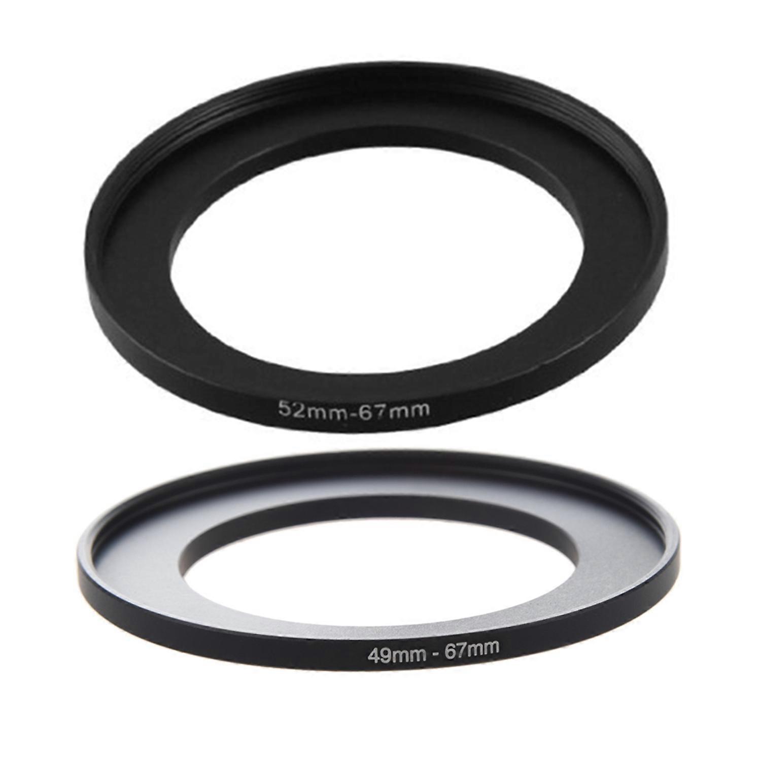 2Pcs Camera Lens Filter Step Up Ring Adapter Black - 49Mm-67Mm & 52Mm-67Mm
