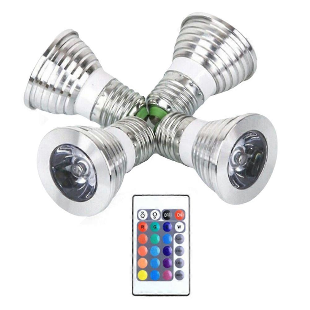 4pcs E27 Bulbs and 1remote Control with Memory Function 17colors Changeable Spot Ligh 4dynamic Lighting Modes Spotlight