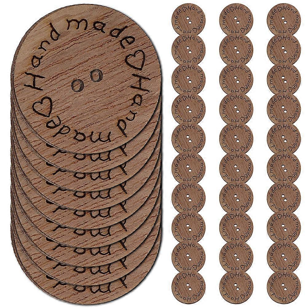 Wooden Button Round Handmade Tags for DIY Projects 100Pcs Craft Buttons