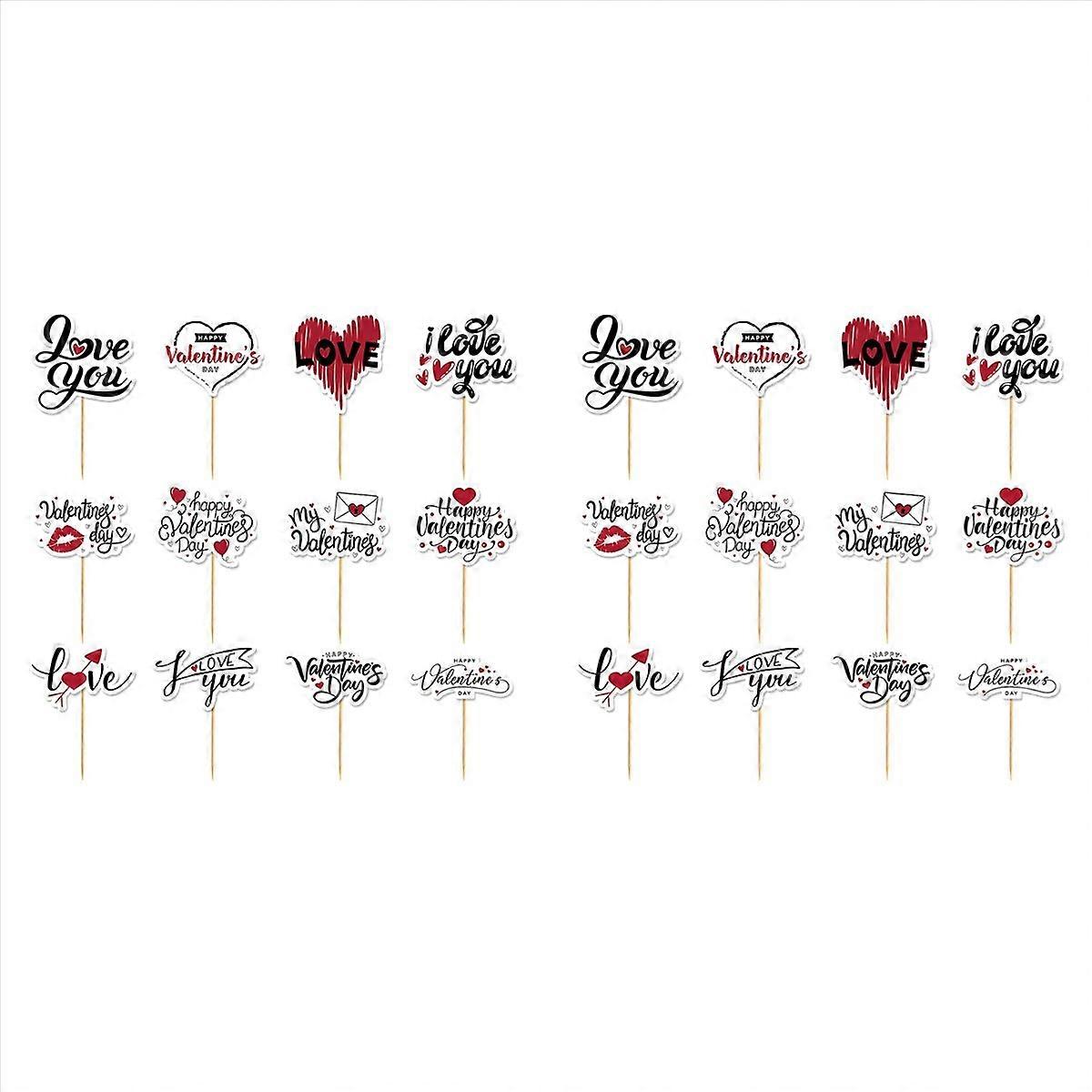 48ks Valentýnské dortové toppery