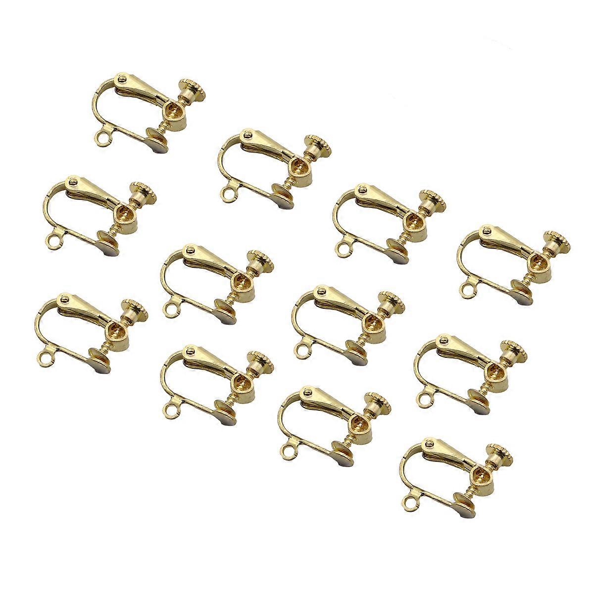 Golden Clip-on Earring Components for Non-Pierced Ears 12Pcs Set