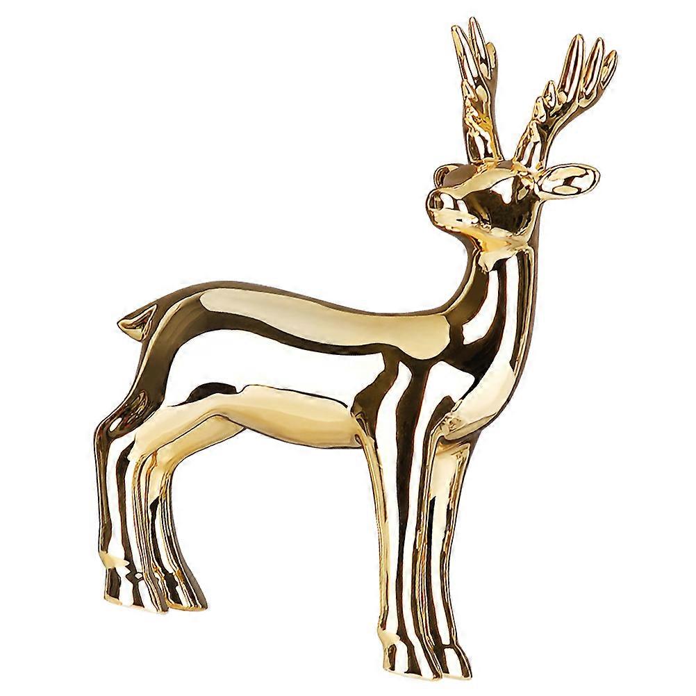 Golden Electroplate Ceramic Deer Figurine Model for Decoration