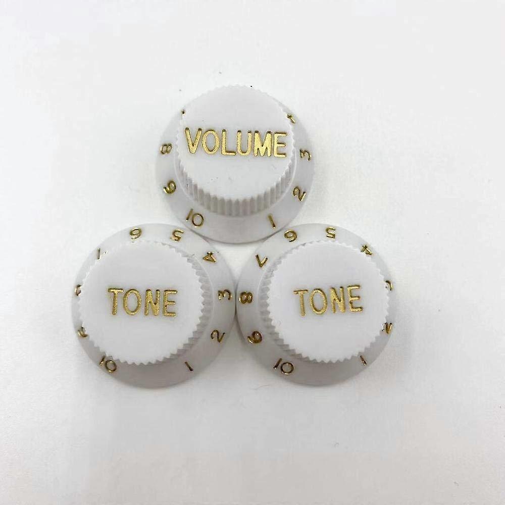 Guitar Knobs Set White 3 Pcs for ST Electric Guitar Volume and Tone Control Accessories