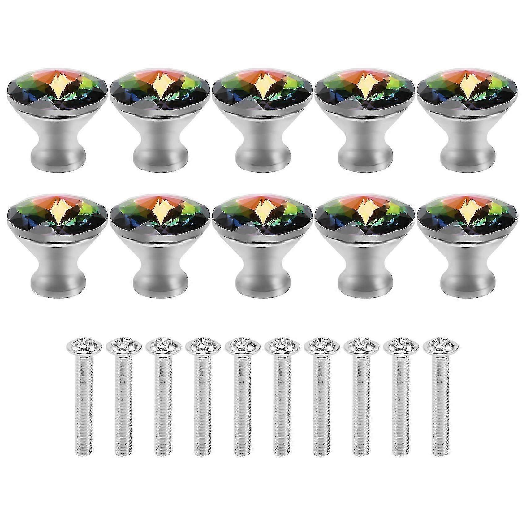 10PCS 30MM Colorful Crystal Knobs Glass Cabinet Knobs Drawer Pulls Handle for Home
