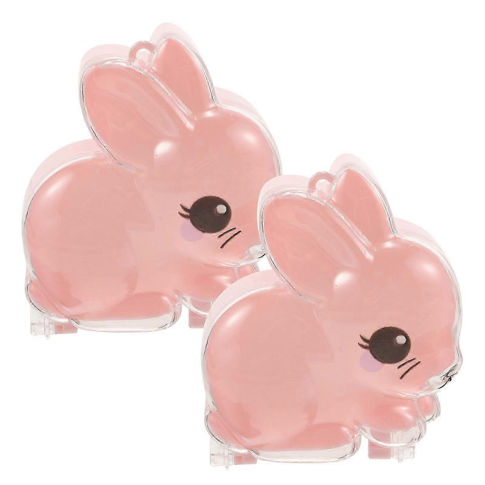2Pcs Cute Rabit Shaped Clear Candy Case Plastic Gift Storage Box