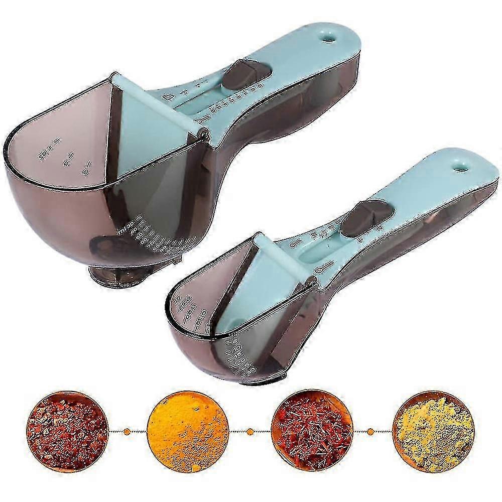 Adjustable Measuring Cups And Spoons Sets 2 Pcs Kitchen Tool Plastic Scale Measuring Spoon For Bakin
