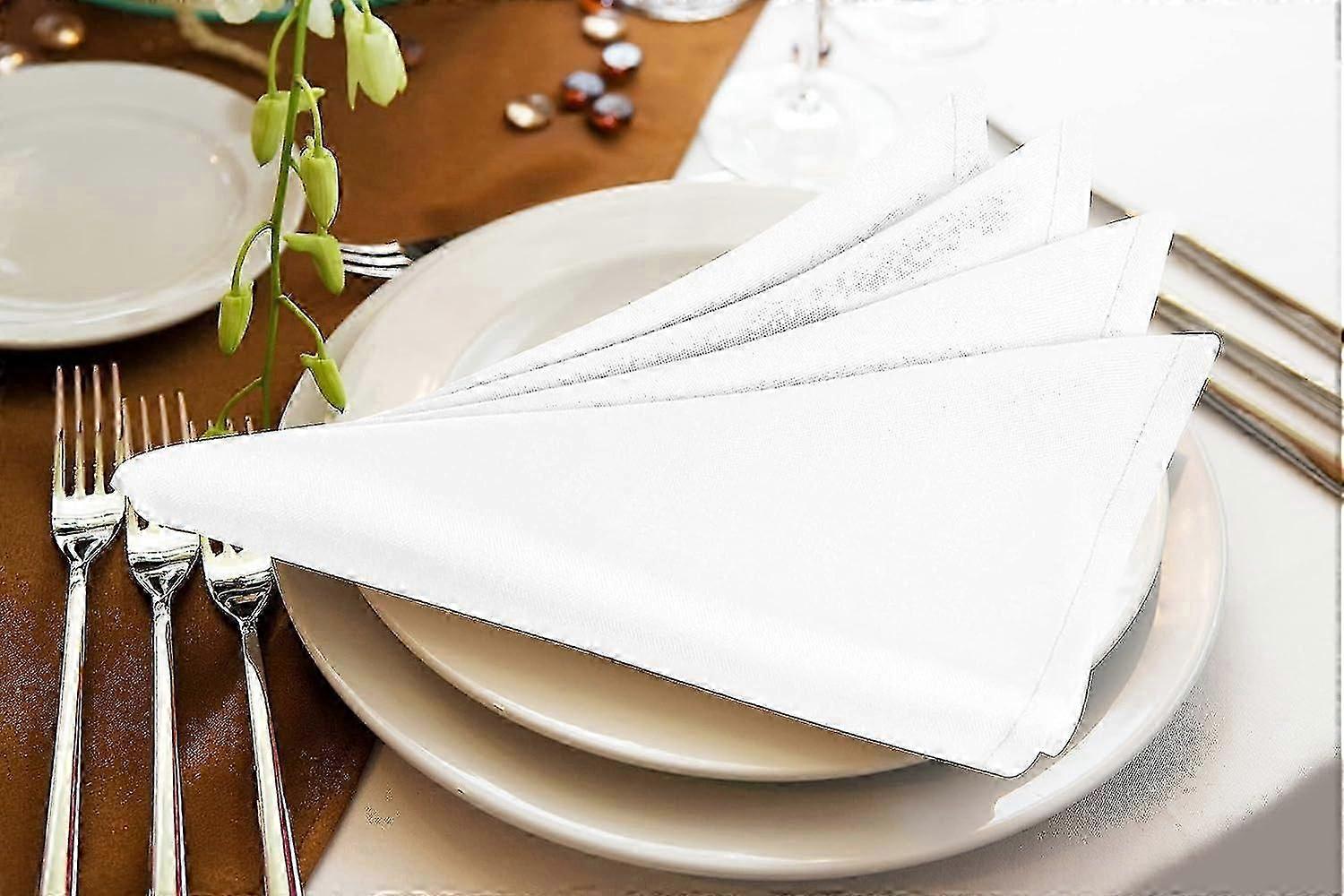 Set van 24 witte stoffen servetten, polyester servetten