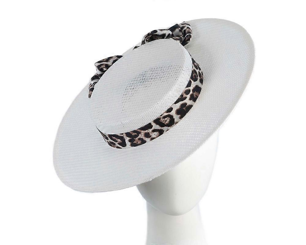 White & leopard boater hat by Max Alexander MA973W