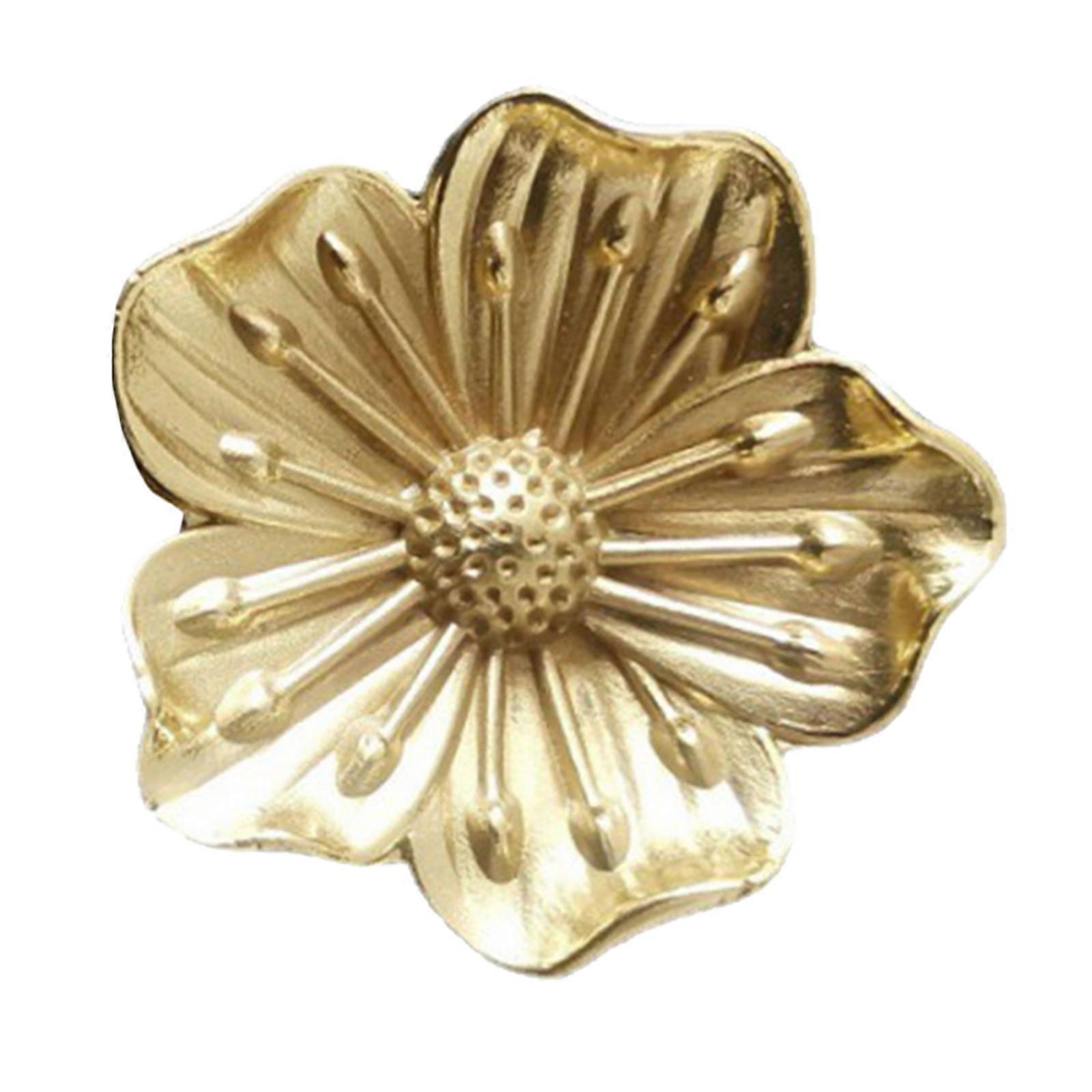Golden Cabinet Flower Door Pull Handle for Cupboard Use 4Pcs Brass Knobs