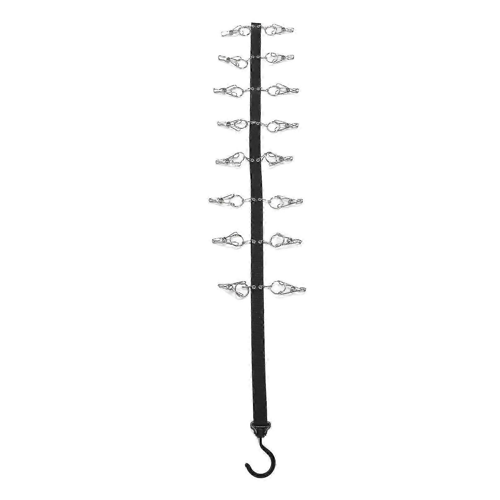 Door Hat Rack 16 Clips Rotatable Rustproof Windproof Portable Hat Organizer Strap for Clothes Socks